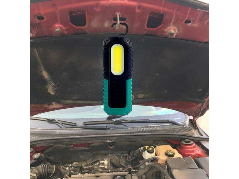  Lampe de travail led rechargeable,lampes d'inspection à led devant cob avec crochet et base magnétique pour voiture, camping, urgence (vert)  - Conforama E
