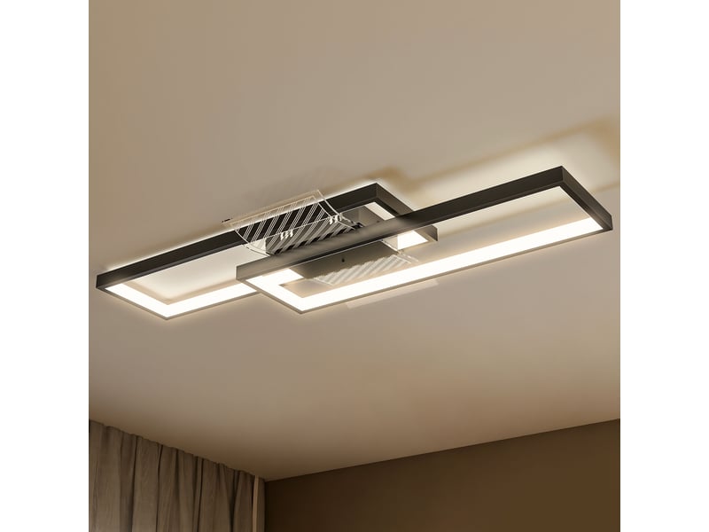  Plafonnier led rectangle 43w, luminaire plafonnier 3000-6000k, 4600lm, télécommande, 70 x 30 cm, noir  - Conforama A