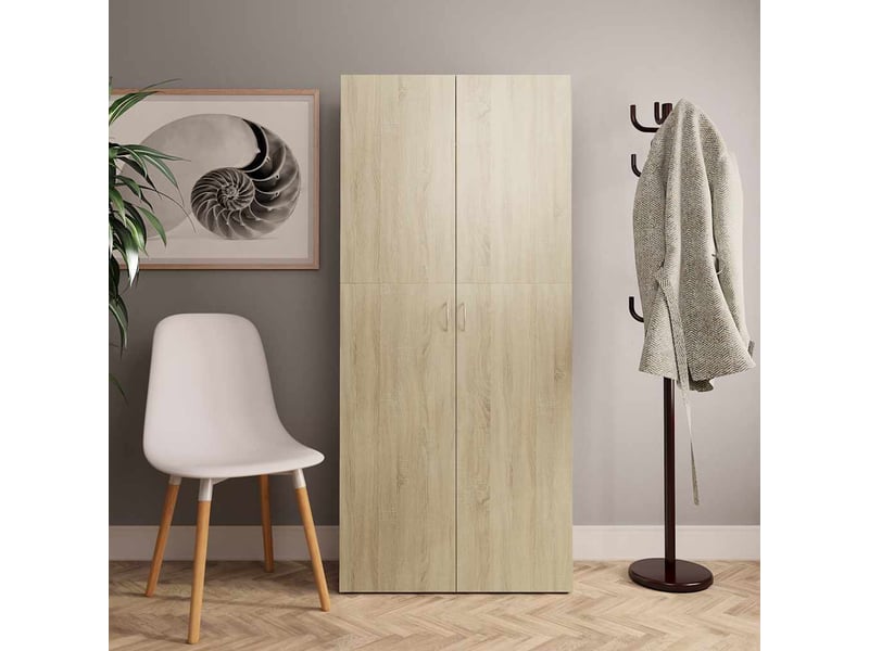  Meuble à chaussure, armoire à chaussures chêne sonoma 80x35,5x180cm bois ingénierie  - Conforama B