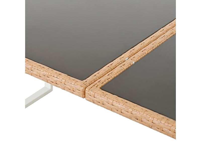  Ensemble de mobilier de jardin en polyrotin 170 x 80 cm, ensemble repas de jardin pour 6 personnes avec table en verre, fauteuils et housses lavables.  - Conforama E