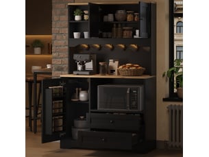 Buffet de cuisine 100x40x163 cm avec led, prises et usb coloris noir