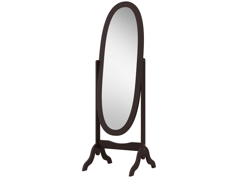  Miroir à pied ovale style shabby chic inclinaison réglable 48 x 46 x 147 cm mdf café  - Conforama B