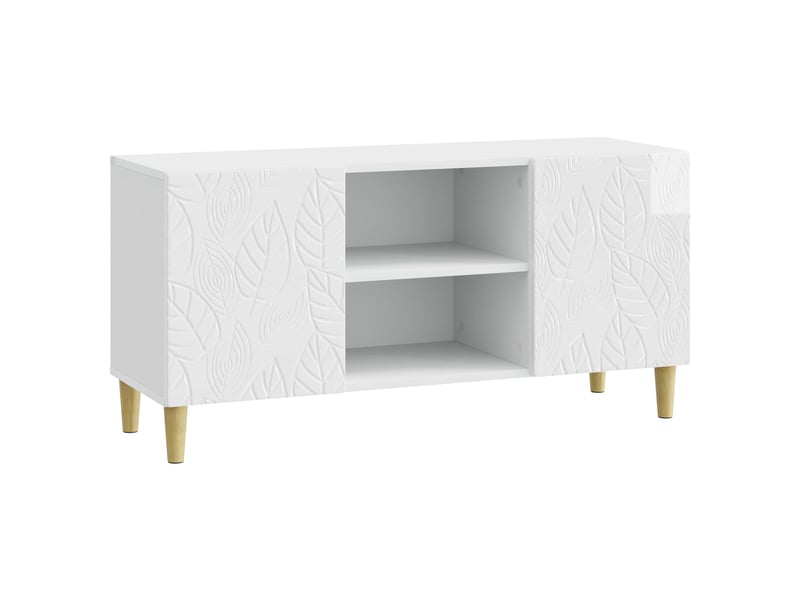  Meuble tv - banc tv - meuble de rangement 102 x 34,5 x 50 cm blanc brillant bois d'ingénierie  - Conforama A