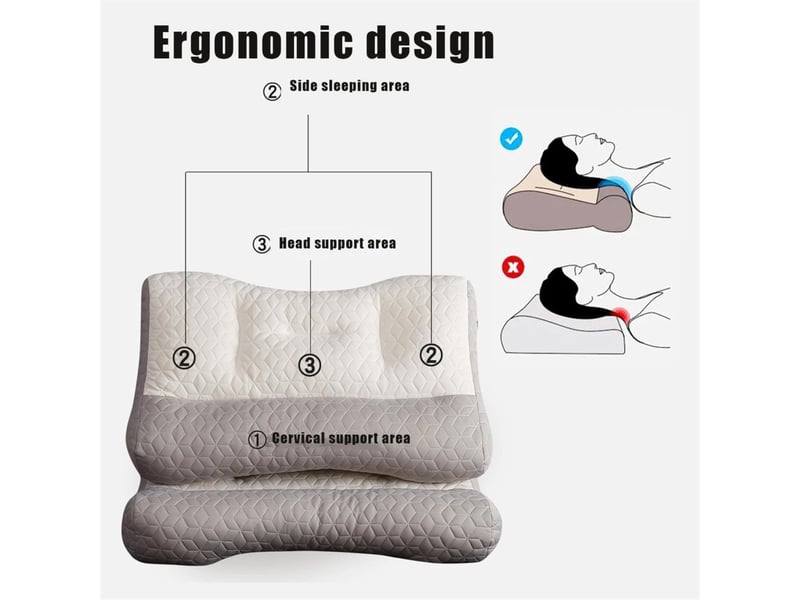  Oreiller de soutien cervical, oreiller de traction à retour lent avec insert en latex, 60 x 40 x 10 cm  - Conforama D
