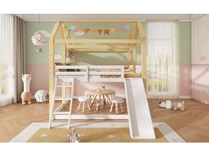 Lit mezzanine 90x200 cm <strong>BIQZUYA</strong>  <strong></strong> coloris blanc