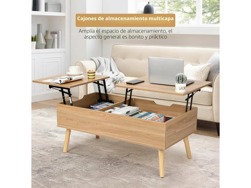  Table basse extensible à plateau relevable (couleur bois)  - Conforama D