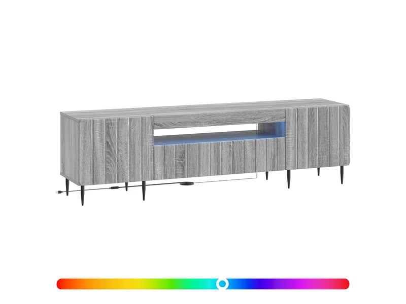  Meuble tv - banc tv - meuble de rangement led sonoma gris bois d'ingénierie  - Conforama C
