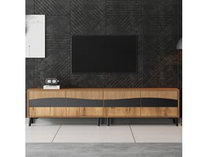 Meuble tv coloris naturel 180 cm <strong>ELVMI</strong> <strong></strong>