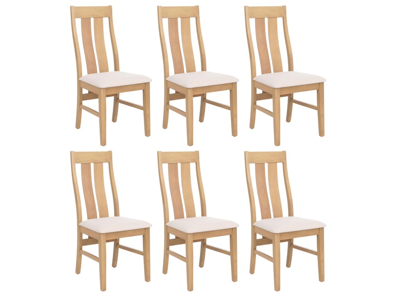  Lot de 6 chaises de salle à manger hwc-m58, chaises de cuisine, chaises à dossier, tissutextile, bois massif - structure claire, couleur crème  - Conforama A