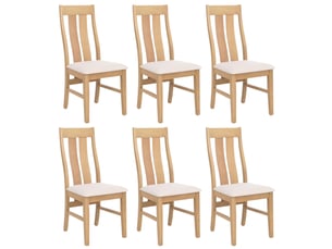 Lot de 6 chaises de salle à manger hwc-m58, chaises de cuisine, chaises à dossier, tissutextile, bois massif - structure claire, couleur crème