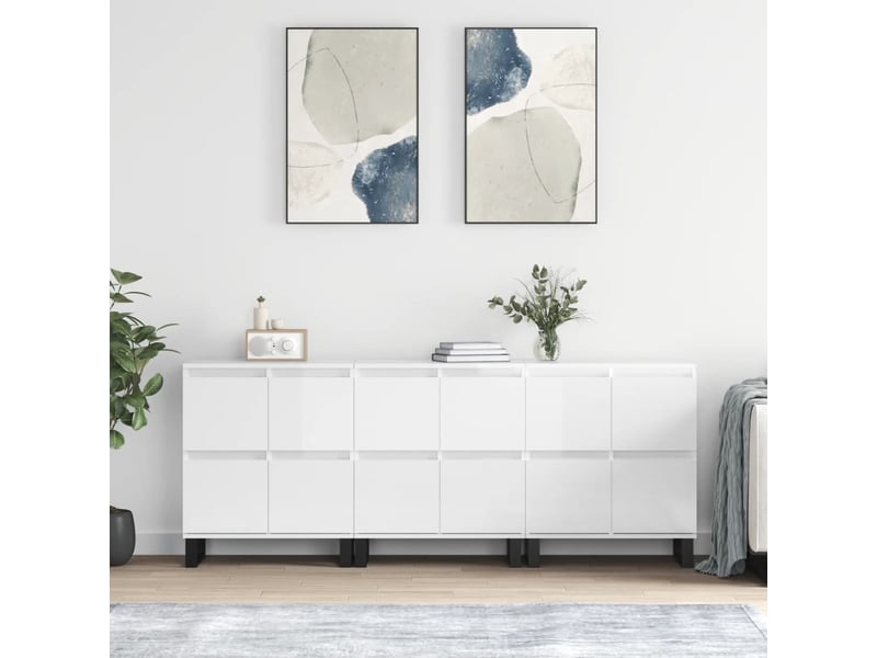  Buffets 3 pcs - bahut - meuble de rangement blanc brillant bois d'ingénierie  - Conforama B