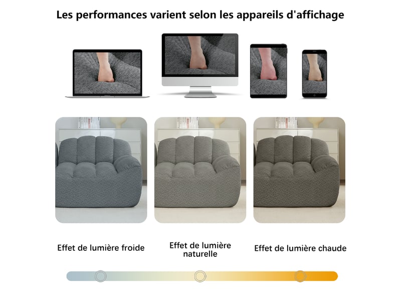 Canapé modulaire 4 places - 1 ottoman - forme coquille - mousse haute densité 32d - siège profond - velours côtelé - Conforama R