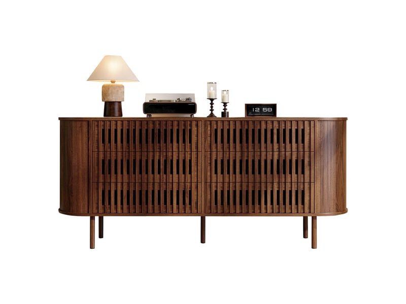  Buffet 6 tiroirs en mdf et métal coloris noyer 160 x 40 x 70 cm N625P488110111N - Conforama A