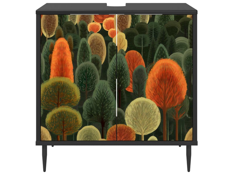  Armoire de salle de bain, meuble de rangement zaandam chêne noir 60x40x61 cm  - Conforama E