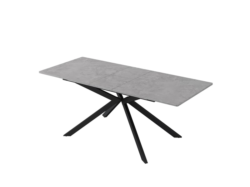  Table à manger extensible gris et noir effet ciment, design pieds croisés, automatique l150180x70x76 cm  - Conforama A