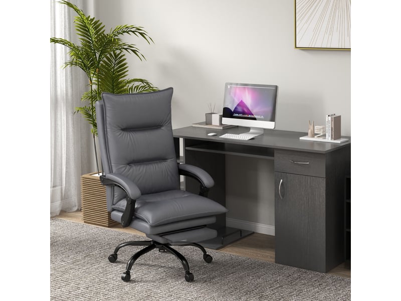  Fauteuil de bureau avec fonction massage et chauffage, repose-pieds, supporte jusqu'à 120 kg, gris foncé  - Conforama D