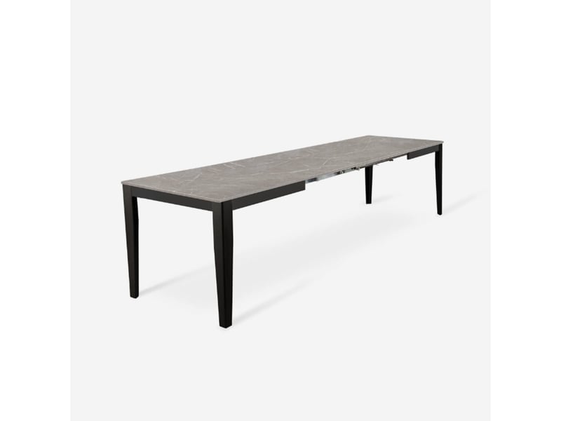  Table de salle à manger extensible avec pieds noirs 156316x90 moon - anthracite  - Conforama C