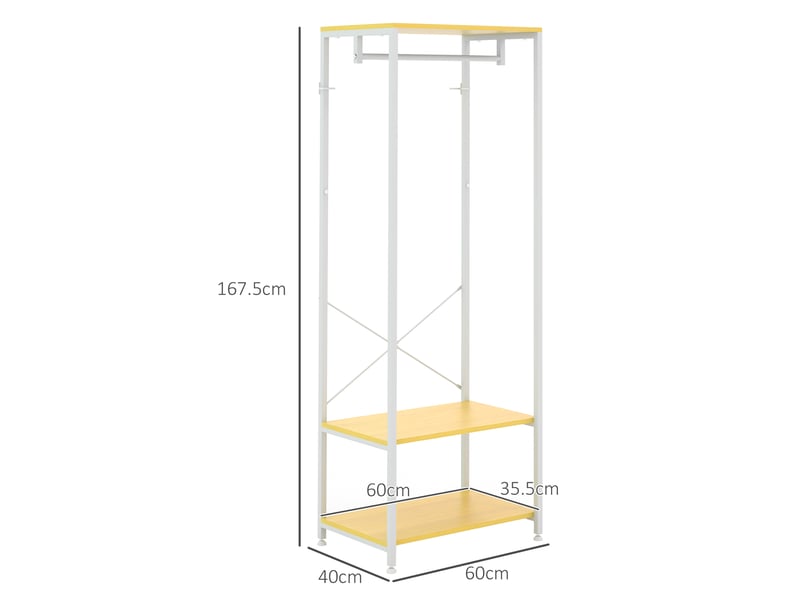  Porte-manteau 2 en 1 avec étagère à 2 niveaux, acier et panneaux de particules, 60 x 40 x 167,5 cm  - Conforama E