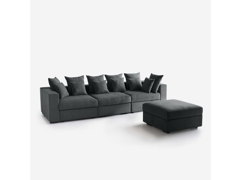  Canapé modulaire déhoussable made in italy avec pouf et coussins cortina a - gris  - Conforama A