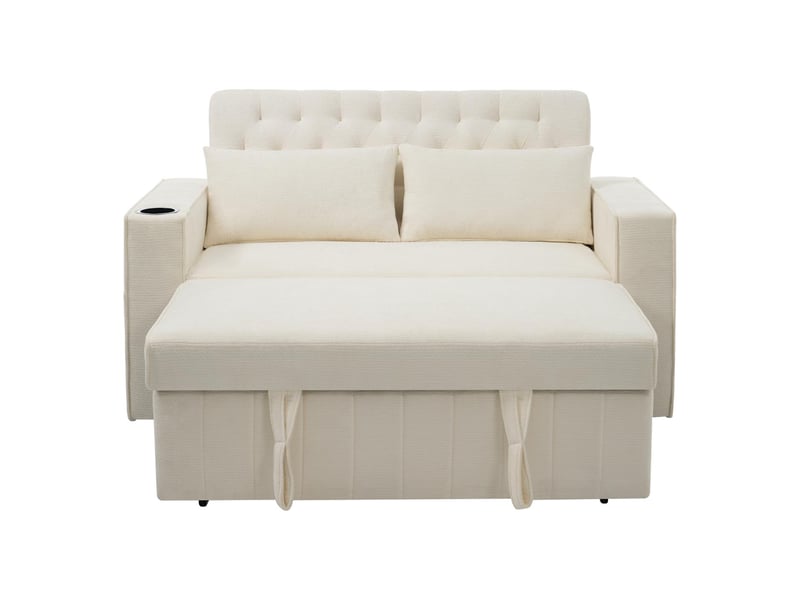  Canapé convertible 2 places en tissu chenille beige N653P9830A - Conforama A