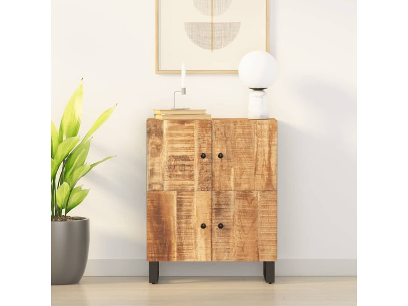  Buffet salon, buffet de rangement avec 4 portes 60x33x75 cm bois massif de manguier  - Conforama B