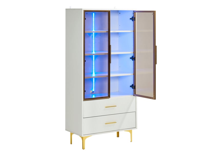  Ensemble de 2 vitrines avec éclairage led et portes en verre 322801234AAW - Conforama B