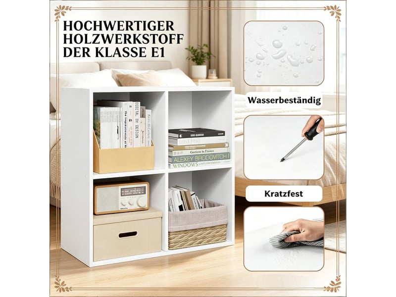  Bibliothèque étagère à 4 cases meuble de rangement blanc T5828P514796 - Conforama E