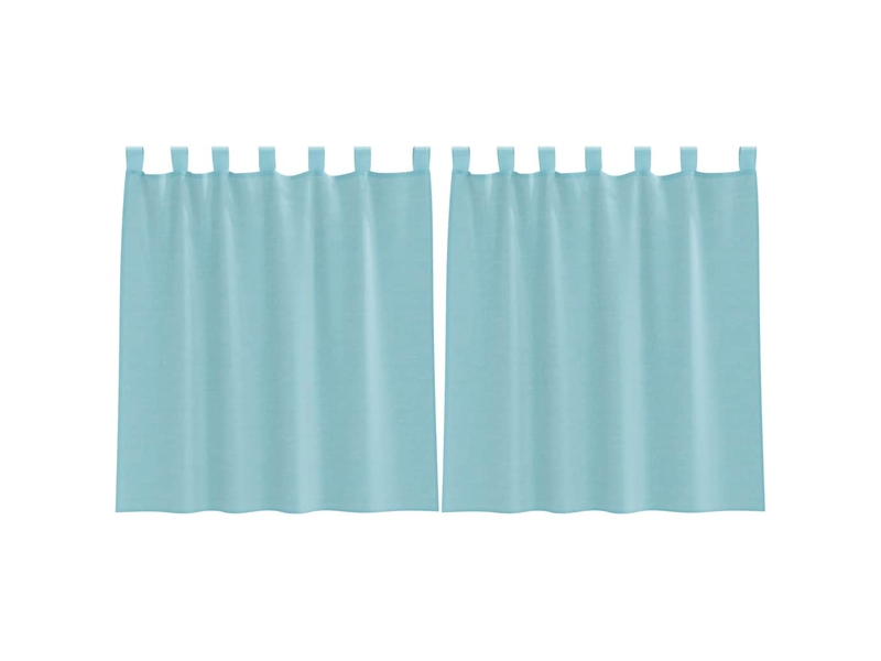 Lot de 2 rideaux en voile, voilages avec boucles turquoise 140x140 cm cf44331 - Conforama A