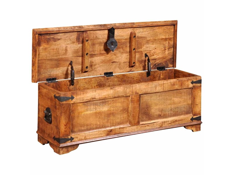 Coffre de rangement, boîte de rangement de rangement bois de manguier brut - Conforama E