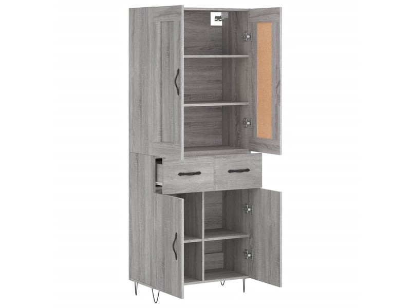 Buffet haut - bahut - meuble de rangement sonoma gris 69,5x34x180 cm bois d'ingénierie - Conforama D