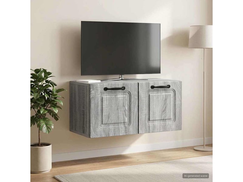  Meuble tv - banc tv - meuble de rangement mural sonoma gris 59,5 x 31 x 30 cm bois d'ingénierie  - Conforama D