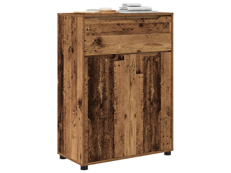  Cabinet de salle de bain, meuble de rangement bois ancien 72.5x36.5x100 cm  - Conforama C