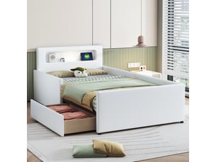 Lit simple 90x200 cm <strong></strong>  <strong>evarich</strong> coloris blanc