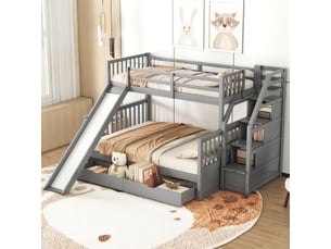 Lit superposé 90x200 cm OKWISH coloris gris