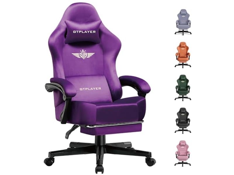  Gtplayer chaise de jeu inclinable à 160° avec repose-pieds 180kg - tissu violet foncé GT829-VLTDP - Conforama A