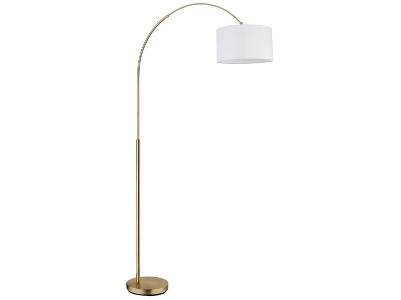  Globo truett lampadaire arqué en laiton mat, abat-jour blanc lin, douille e27  - Conforama C