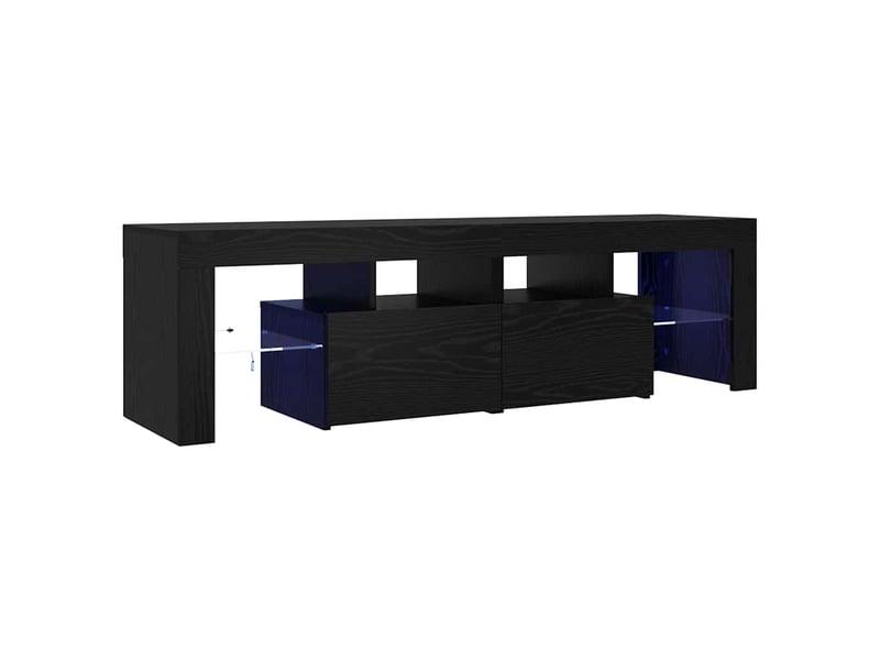  Meuble tv - banc tv - meuble de rangement avec éclairage led en chêne noir 140 x 36,5 x 40 cm bois composite  - Conforama D