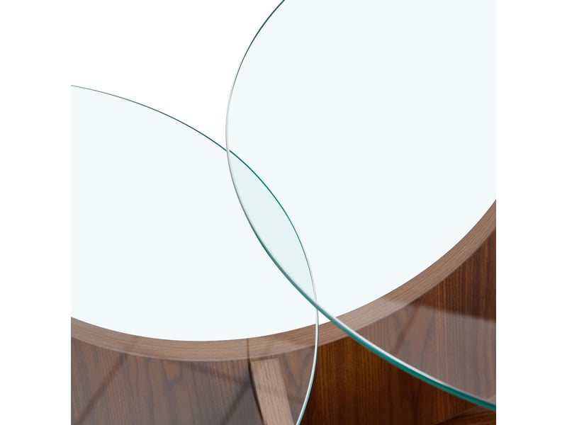  Table basse avec rangement compartiments pratiques plateaux en verre trempé structure en mdf aspect noyer lot de deux plateaux  - Conforama D