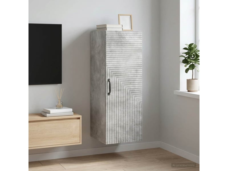  Armoire murale salon gris béton 33x34,5x90cm bois d'ingénierie shl9842  - Conforama B