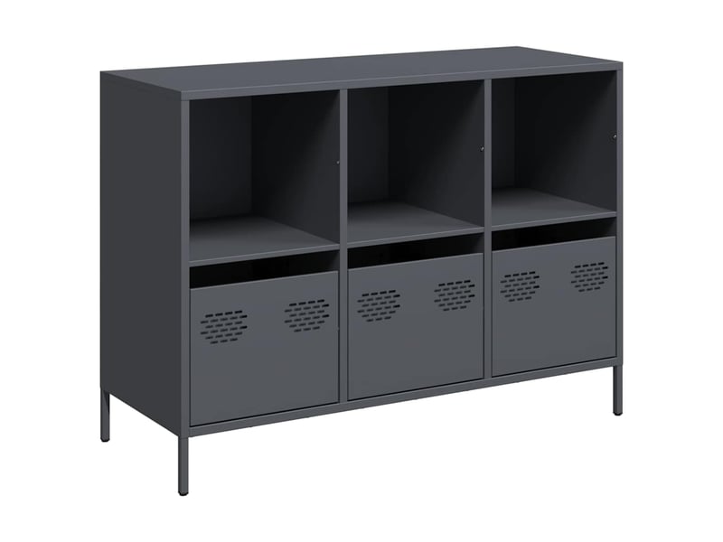  Buffet - bahut - meuble de rangement anthracite 101,5x39x73,5 cm acier laminé à froid  - Conforama A