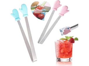 Lot de 2 pinces de service en silicone - résistantes à la chaleur - petites pinces à bonbons - pinces de cuisine - mini pince de service