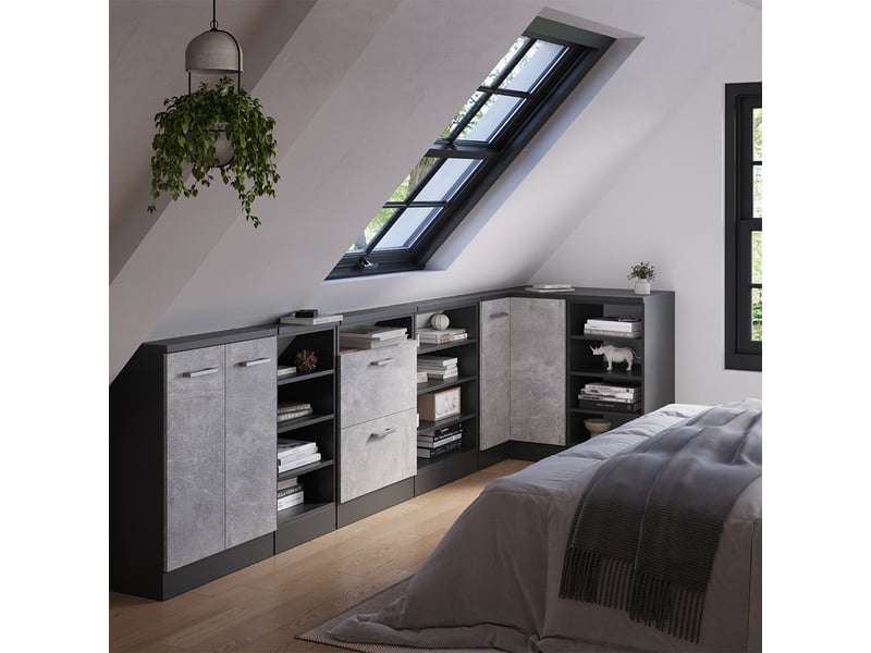  Vicco meuble sous pente, anthracite, 80cm avec 4 compartiments  - Conforama E