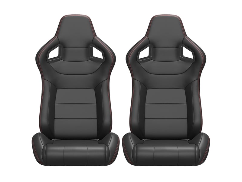 Lot de 2 sièges baquets racing noirrouge pvc inclinables effet carbone avec glissières - Conforama A