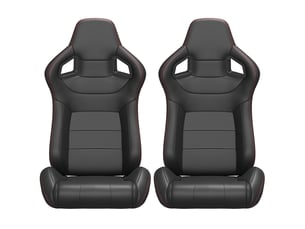 Lot de 2 sièges baquets racing noirrouge pvc inclinables effet carbone avec glissières