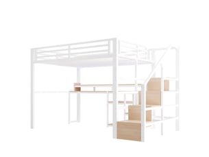 Lit mezzanine 140x200 cm <strong>OKMYHOME</strong>  <strong></strong> coloris blanc