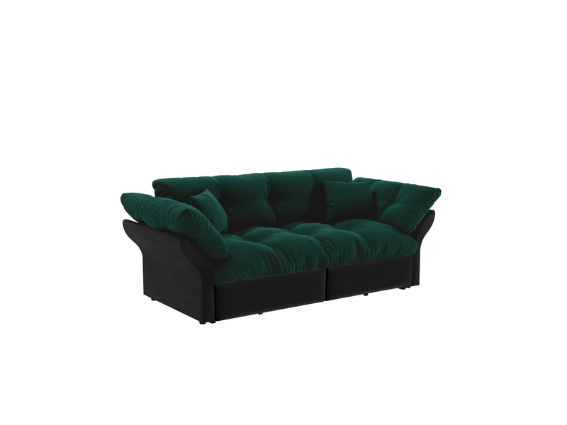 Canapé-lit convertible 3-en-1 modenvie 190 x 85 x 91 cm, 2 places, en velours vert avec 2 coussins - Conforama A