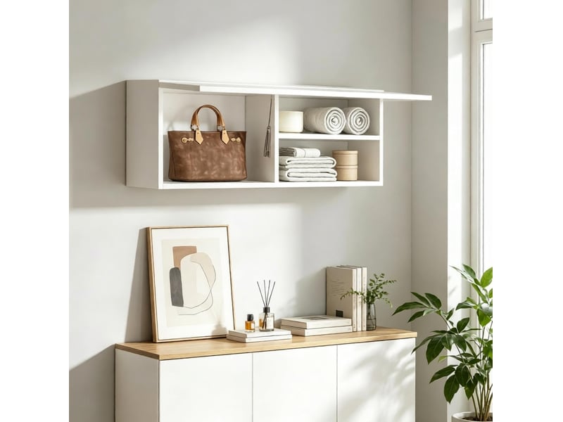  Meuble mural de salle de bains 80x25x30 cm porte abattante panneau de particules blanc  - Conforama B