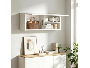 Meuble mural de salle de bains 80x25x30 cm porte abattante panneau de particules blanc