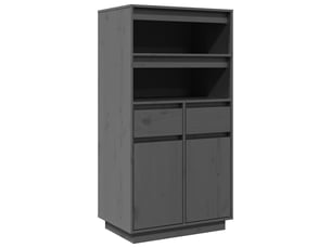 Buffet haut - bahut - meuble de rangement gris 60x40x116,5 cm bois massif de pin