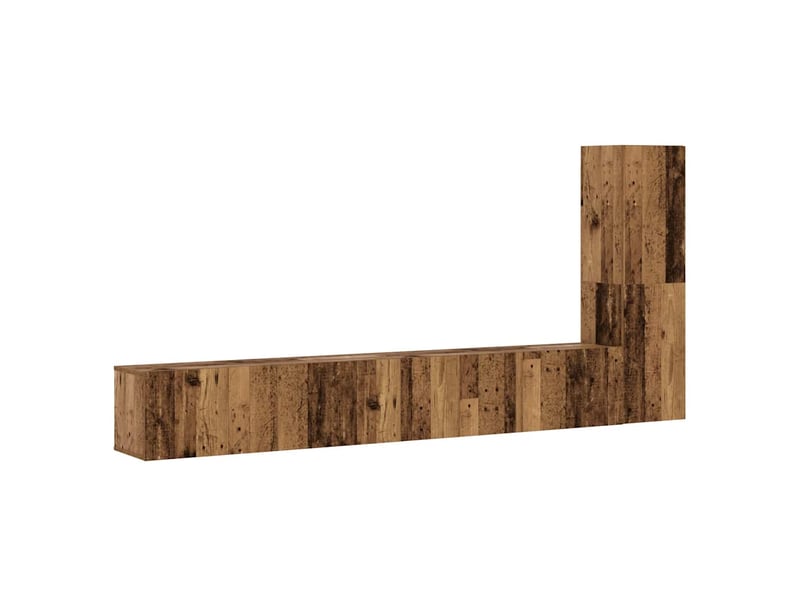  Lot de 3 meuble tv mural, meuble tv suspendu vieux bois bois d'ingénierie shl90740  - Conforama A